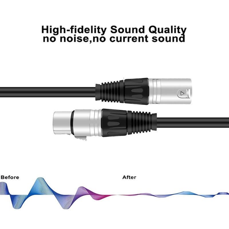 DREMAKE XLR Male to XLR Female Speaker Cable 3 Pin Pro Audio Mic Patch Cord,Shielded and Balanced Microphone Cable for Most Demanding Studio/Broadcast Use - 10 Foot/Black - Image 4